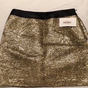 NWT MILLY Metallic Gold Tweed Mini Skirt. Size 4